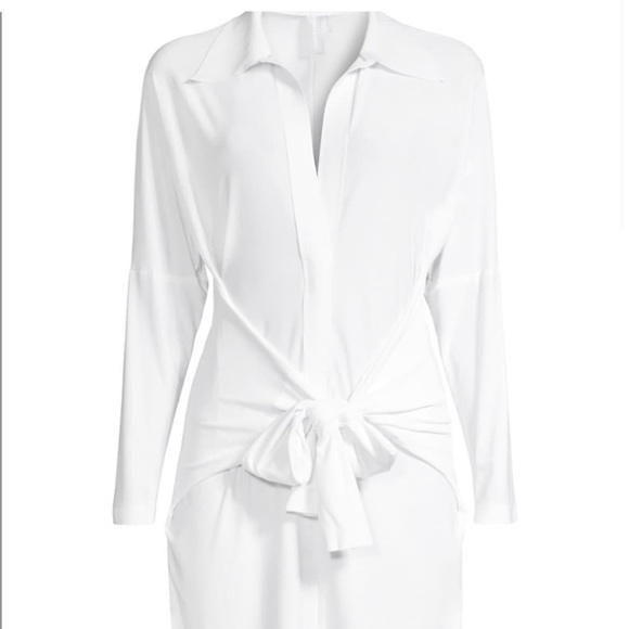 Norma Kamali Tie-Front Shirtdress white size s - Picture 5 of 5